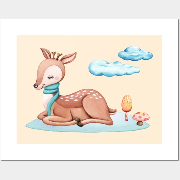 Winter little deer Wall Art by Nopi Pantelidou